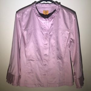 Ruby Road blazer size 12 decorative ruffle around collar/sleeves front pockets